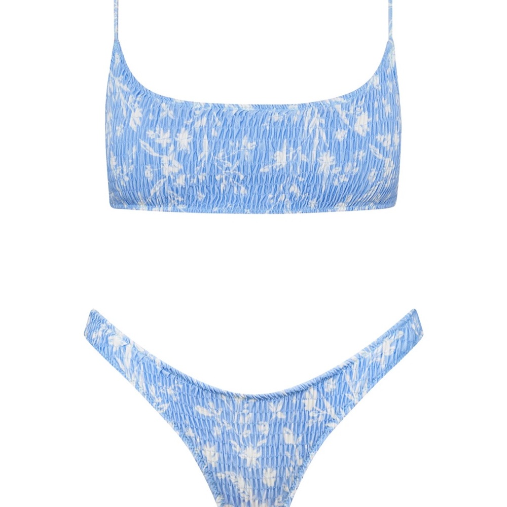 Blue floral Triangl Bikini Set
